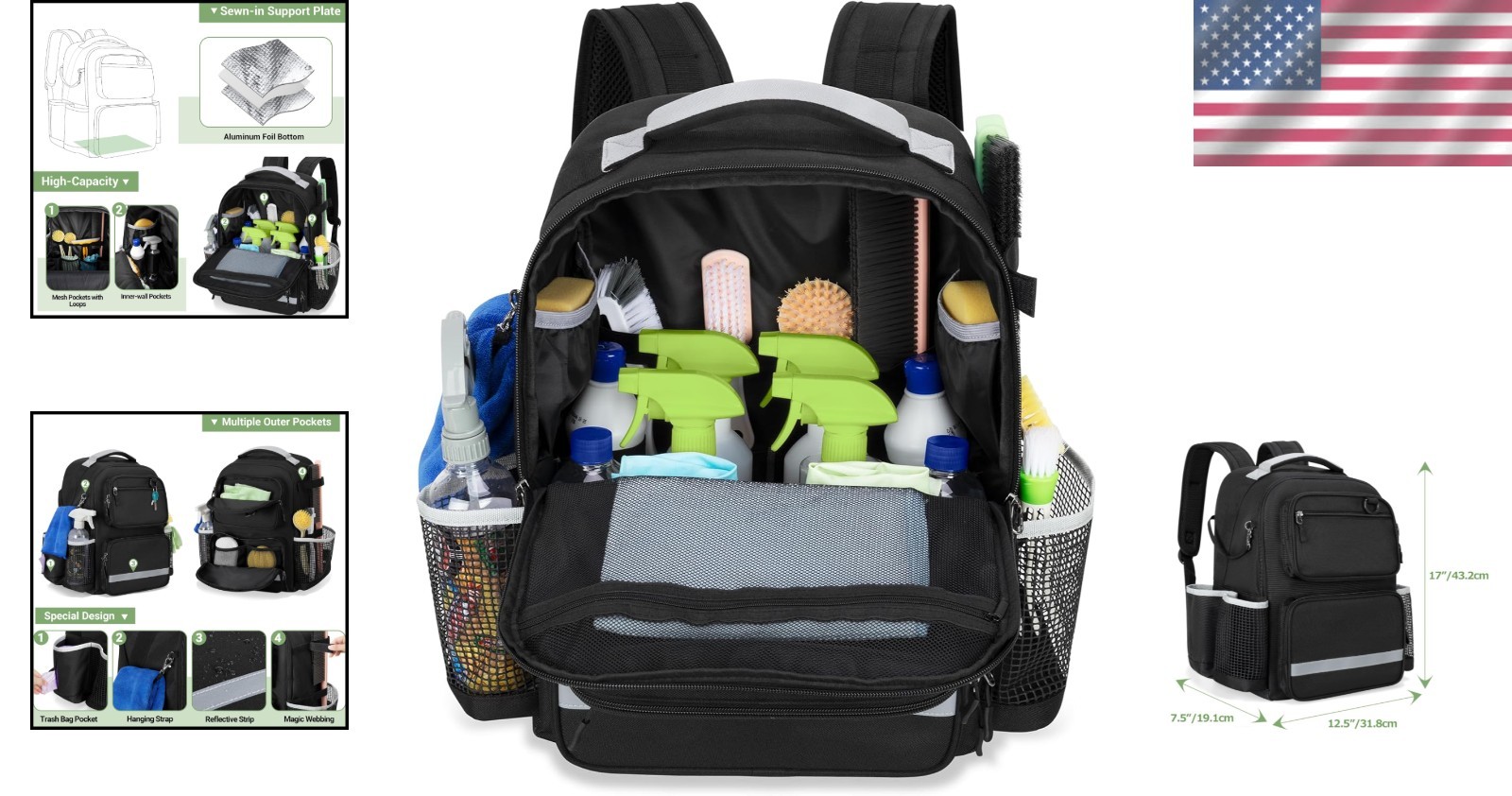 Waterproof Cleaning Backpack with Multiple Pockets for Efficient Organization