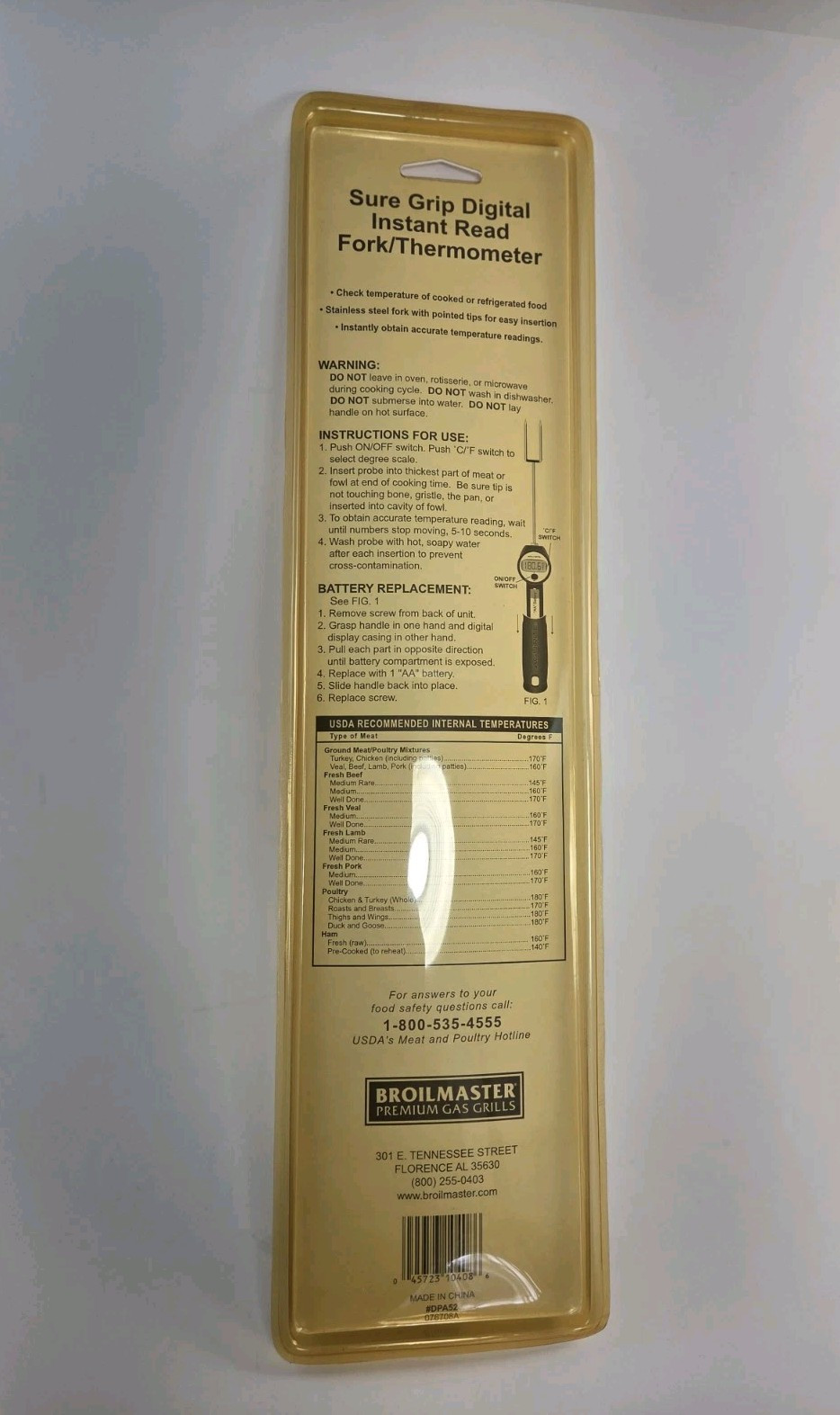 Broilmaster Digital Instant Read Fork/ Thermometer Sure Grip