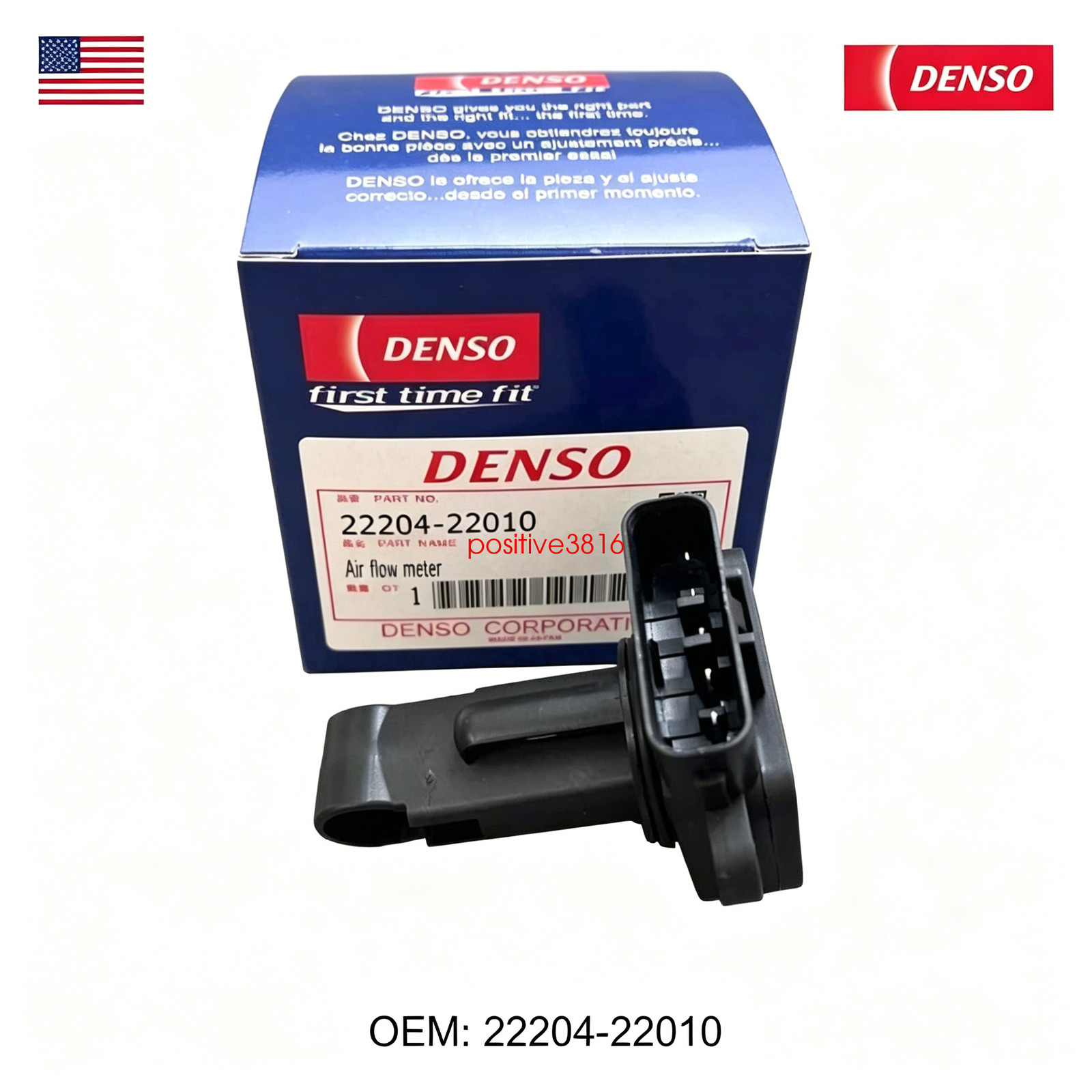 DENSO Mass Air Flow Sensor  For 2003-2008 Toyota Corolla Matrix 1.8L 22204-22010