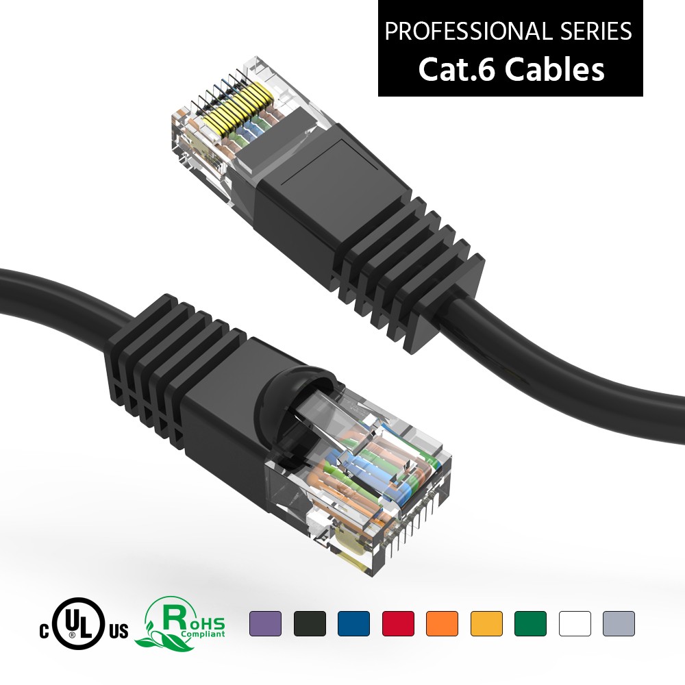 15Ft CAT6 UTP Ethernet Network Booted Cable Black