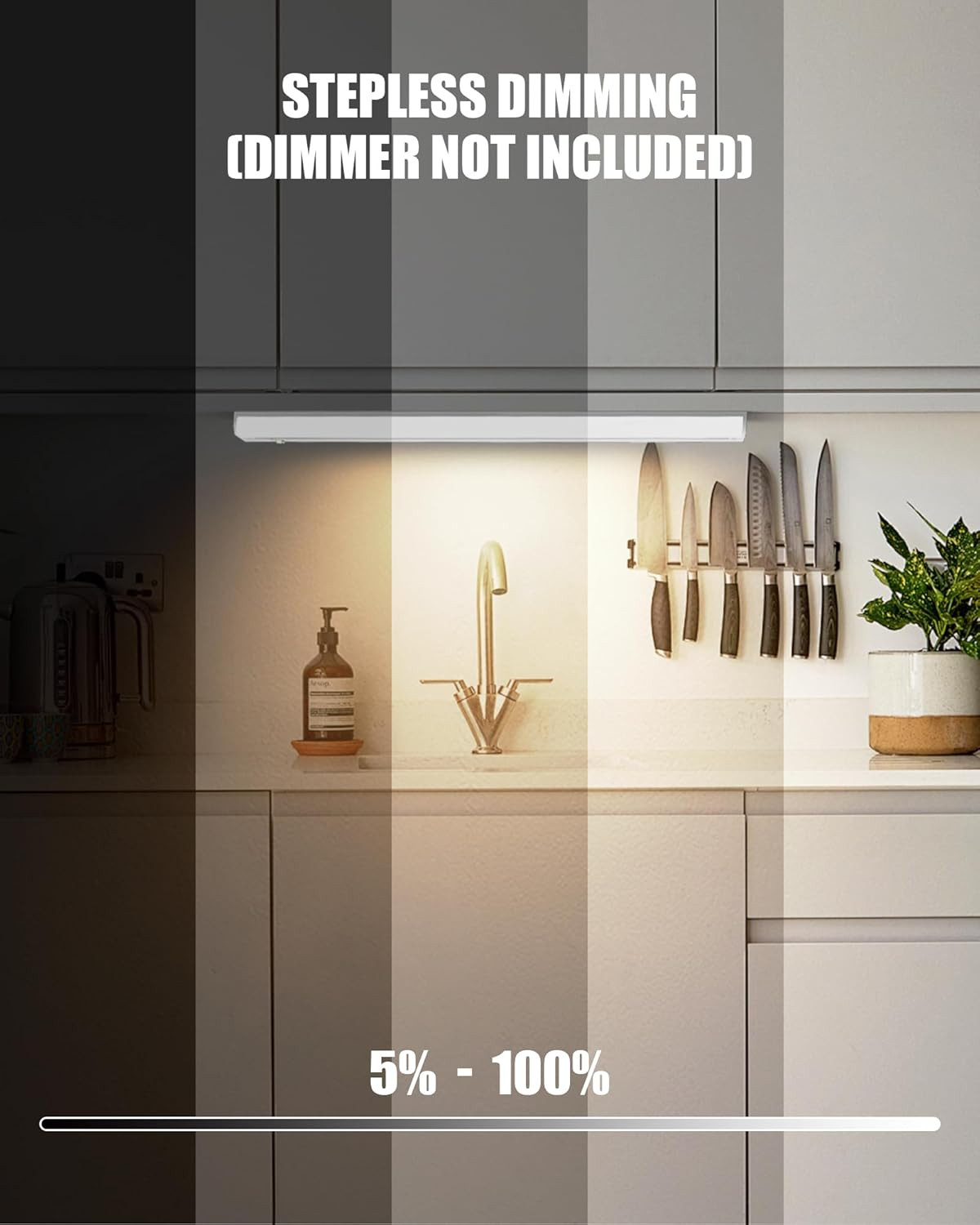 Hardwired under Cabinet Lighting, 16 Inch 3CCT with Triac Dimmable, 12W Linkable