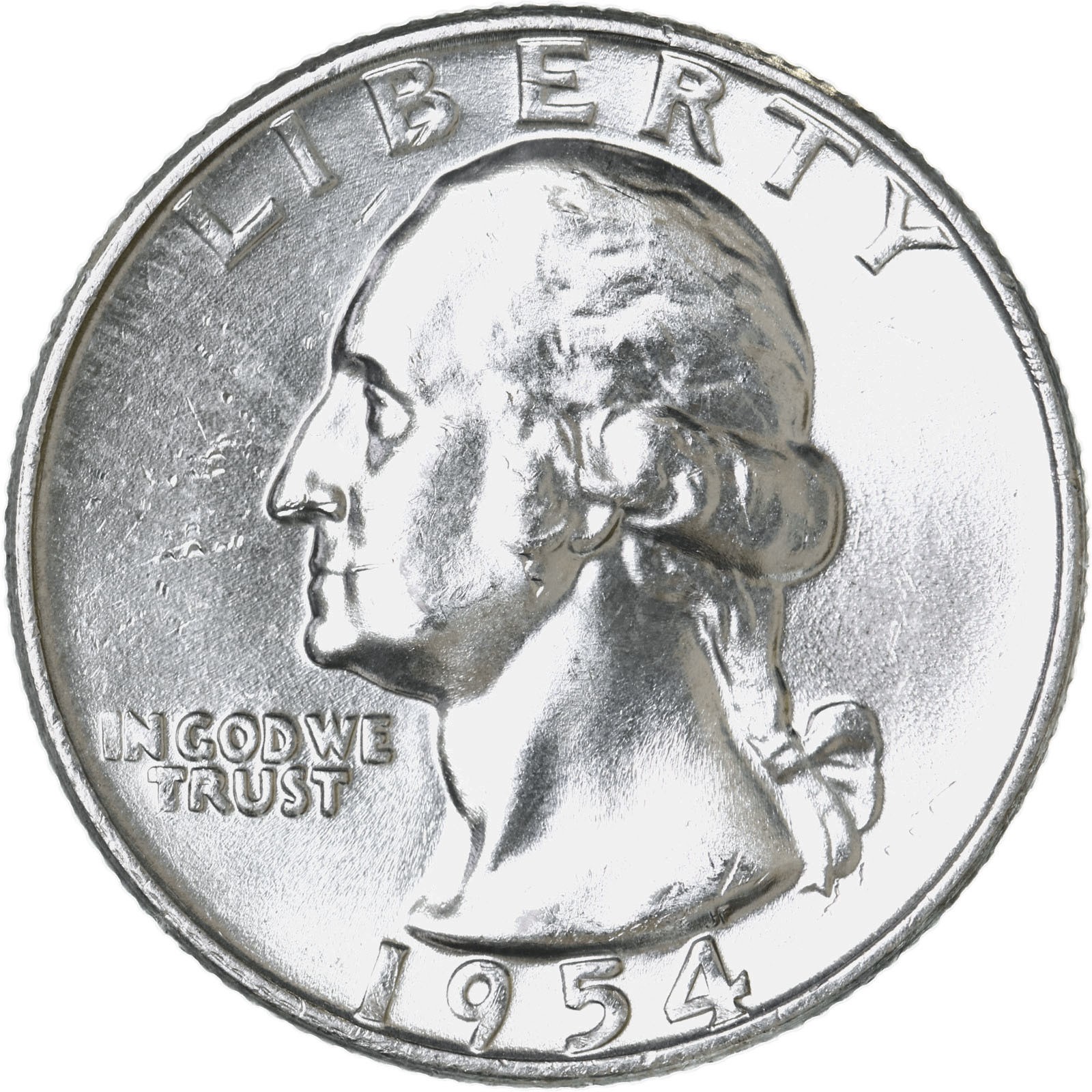 1954 D Washington Quarter 90% Silver BU US Coin