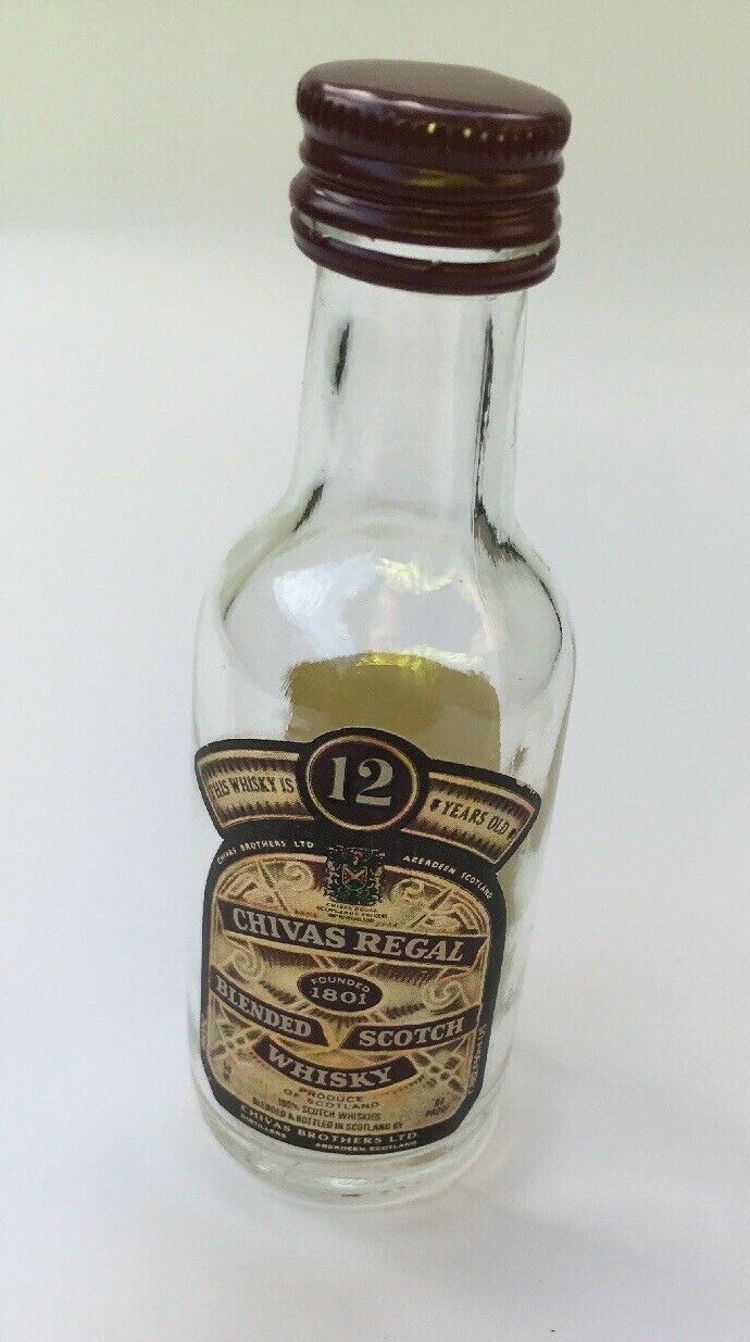 Mini glass CHIVAS REGAL 12 YEARS OLD  SCOTCH Empty Bottle -  4 1/4 inch High