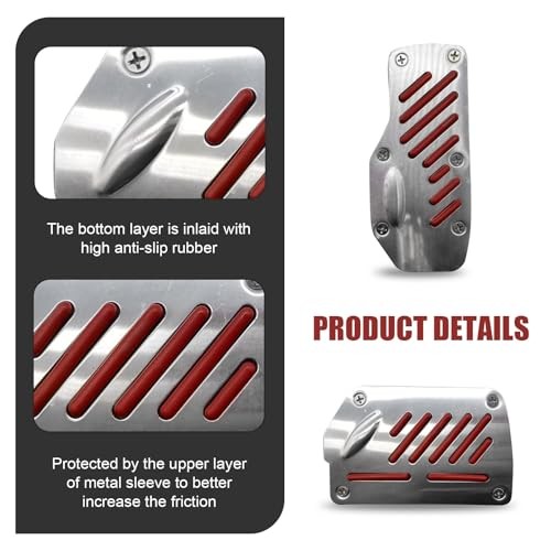 Car Pedal Cover, Brake and Accelerator Anti-skid Pedal Cover with 2 PCS Red