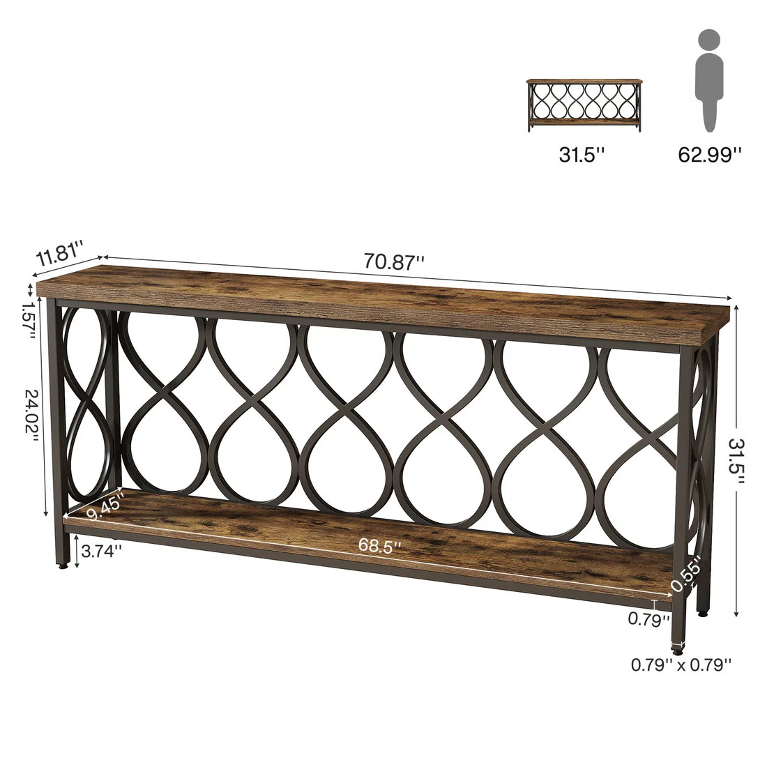 2-Tier Plant Stand,Entryway Table,Console Table,Sofa Table S