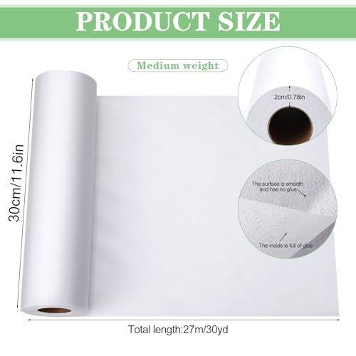 White White A Medium 11.6" x 30yd Interfacing Fabric for Sewing