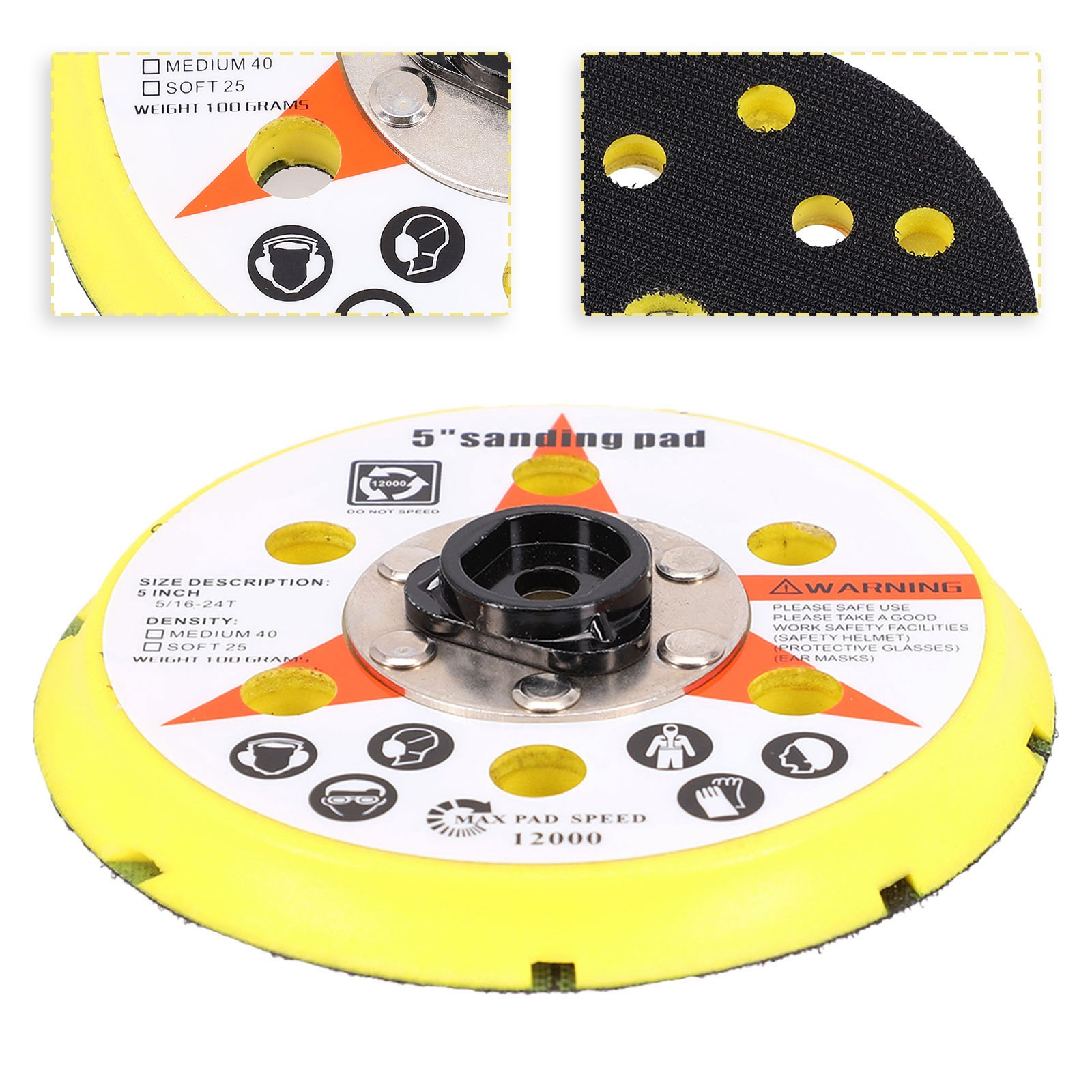 12000rpm Sanding Pad 125mm Dual Function Medium Soft Plastic Practical