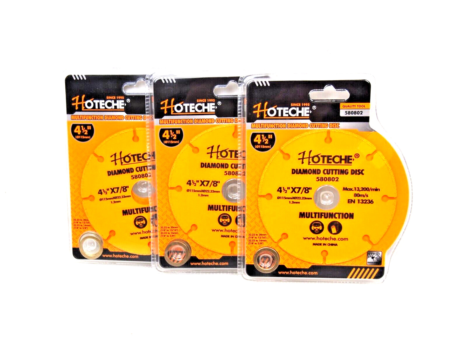 3 Pc 4-1/2" Multifunction Diamond Blade Cutting Disc Metal/Stone/Wood/PVC 580802