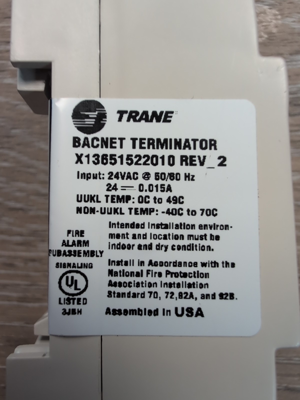 TRANE X13651522010 REV 2 BACNET Terminator