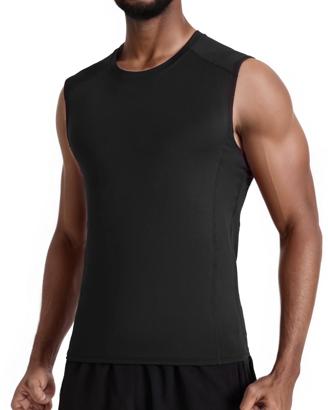 Twekfish Men's 2 Pack Sleeveless Compression Medium, 2 Pack: Black +