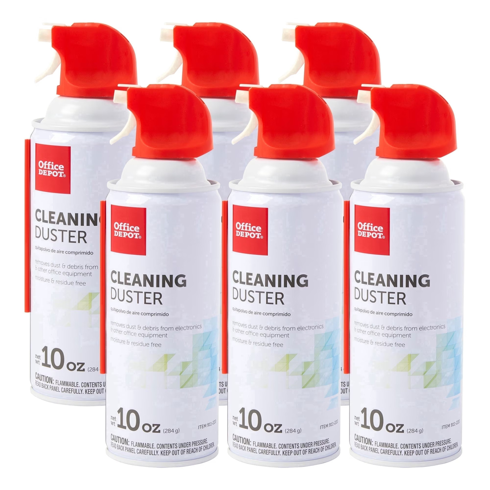 Office Depot Cleaning Duster Compressed Air Spray Cans 10 oz Multi-Pack Electron
