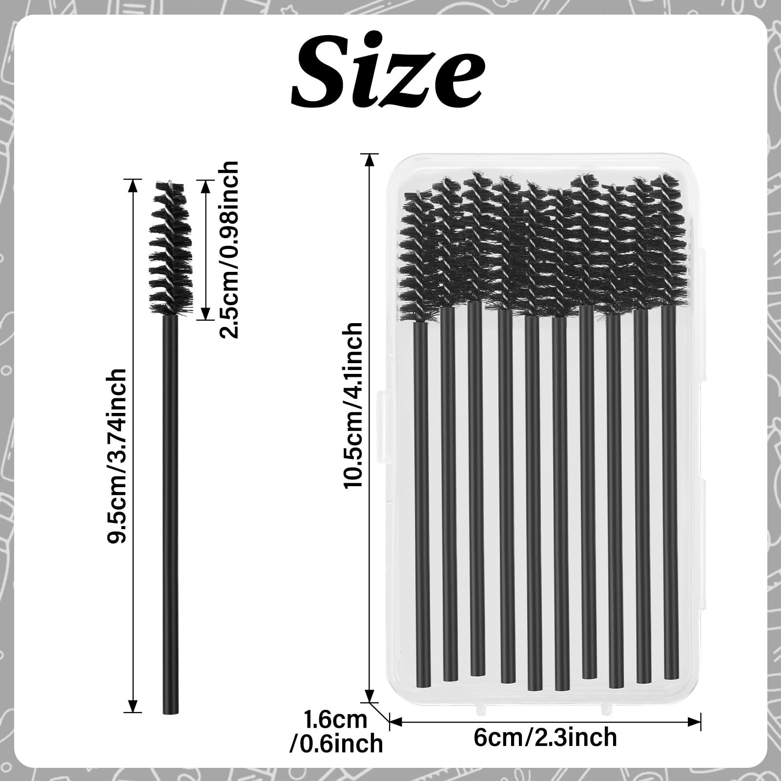 600 Pcs Disposable Mascara Wands Eyelash Brushes with Spoolie Container
