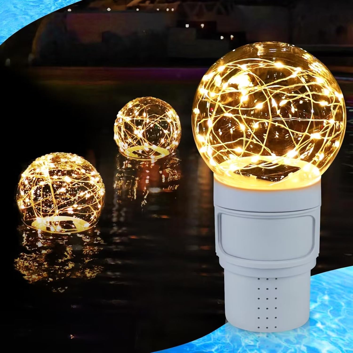 Dispensador De Cloro Con Bola De Luces Solares Para Piscina De Gran Capacidad US