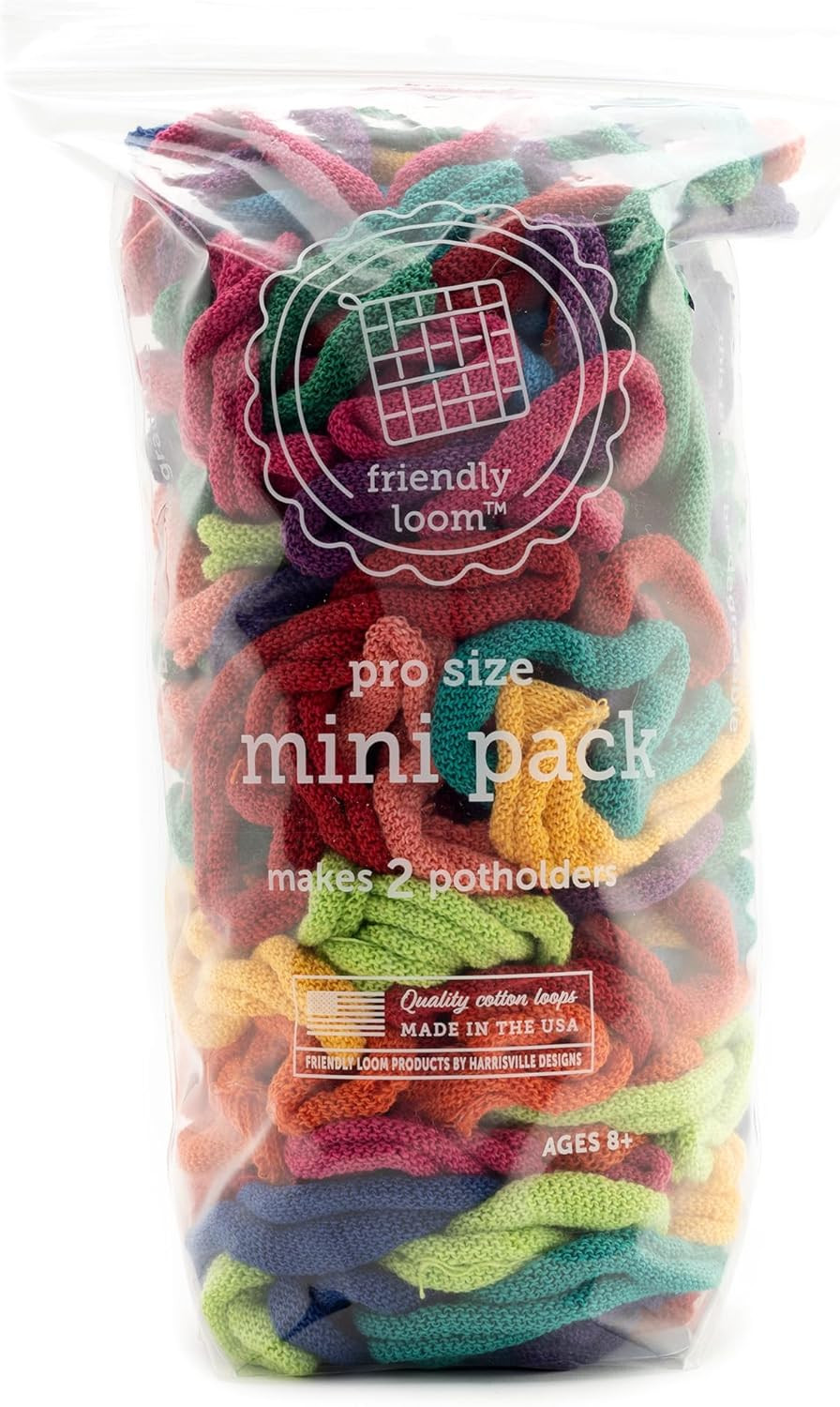Friendly Loom | 10” Pro-Sized Multicolor Potholder Weaving Loops | Craft 2 Cotto