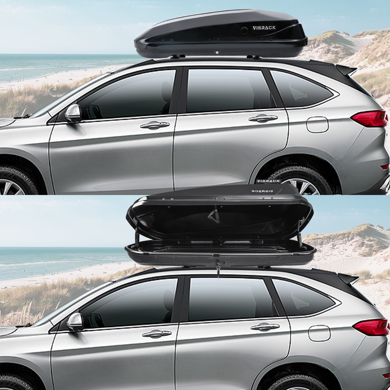 13 Cu. Ft. Rooftop Cargo Box Luggage Carrier w/ Keys, Dual-Side Opening, Black