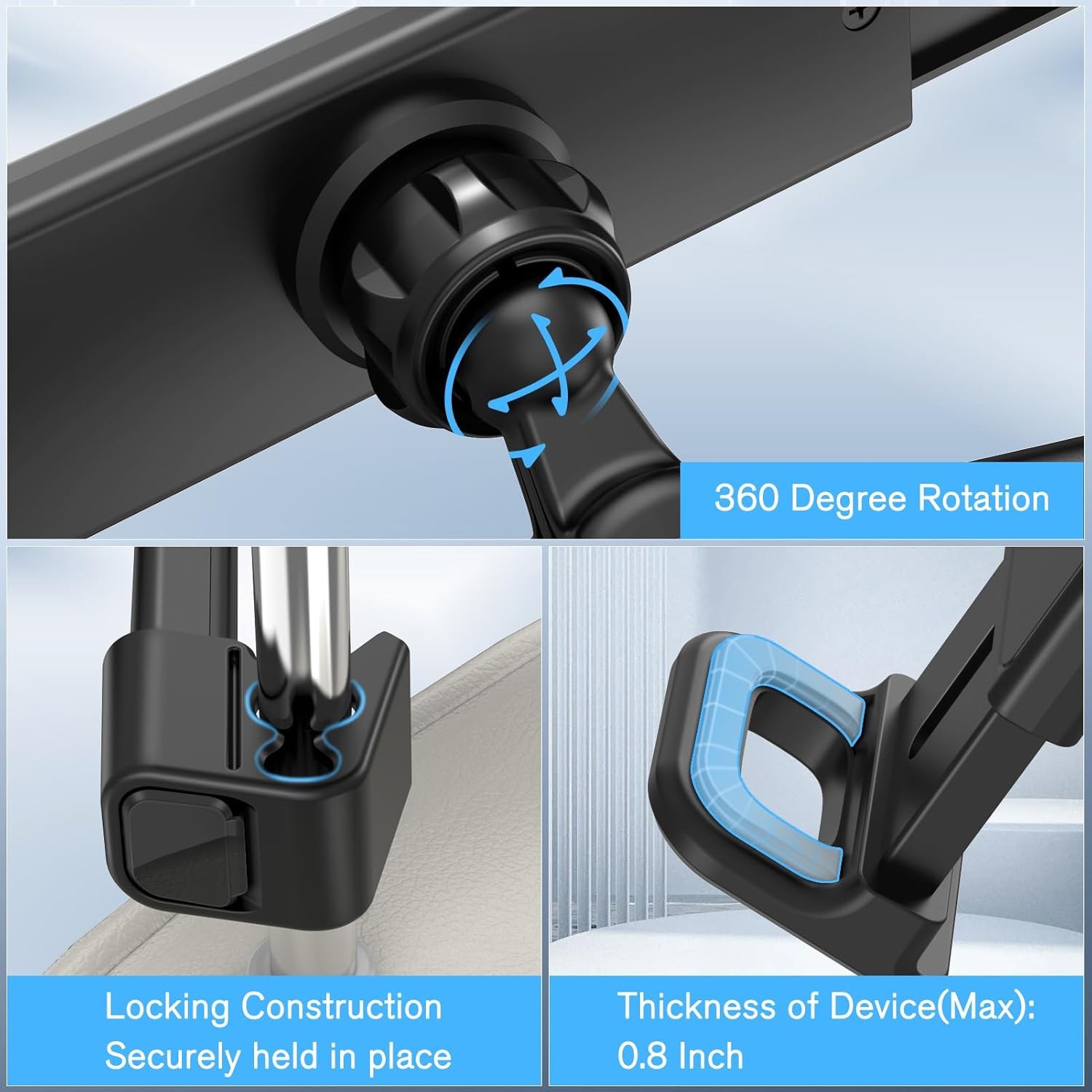 Car Headrest Tablet Holder Adjustable Mount for iPad Galaxy Road Trip Essentials