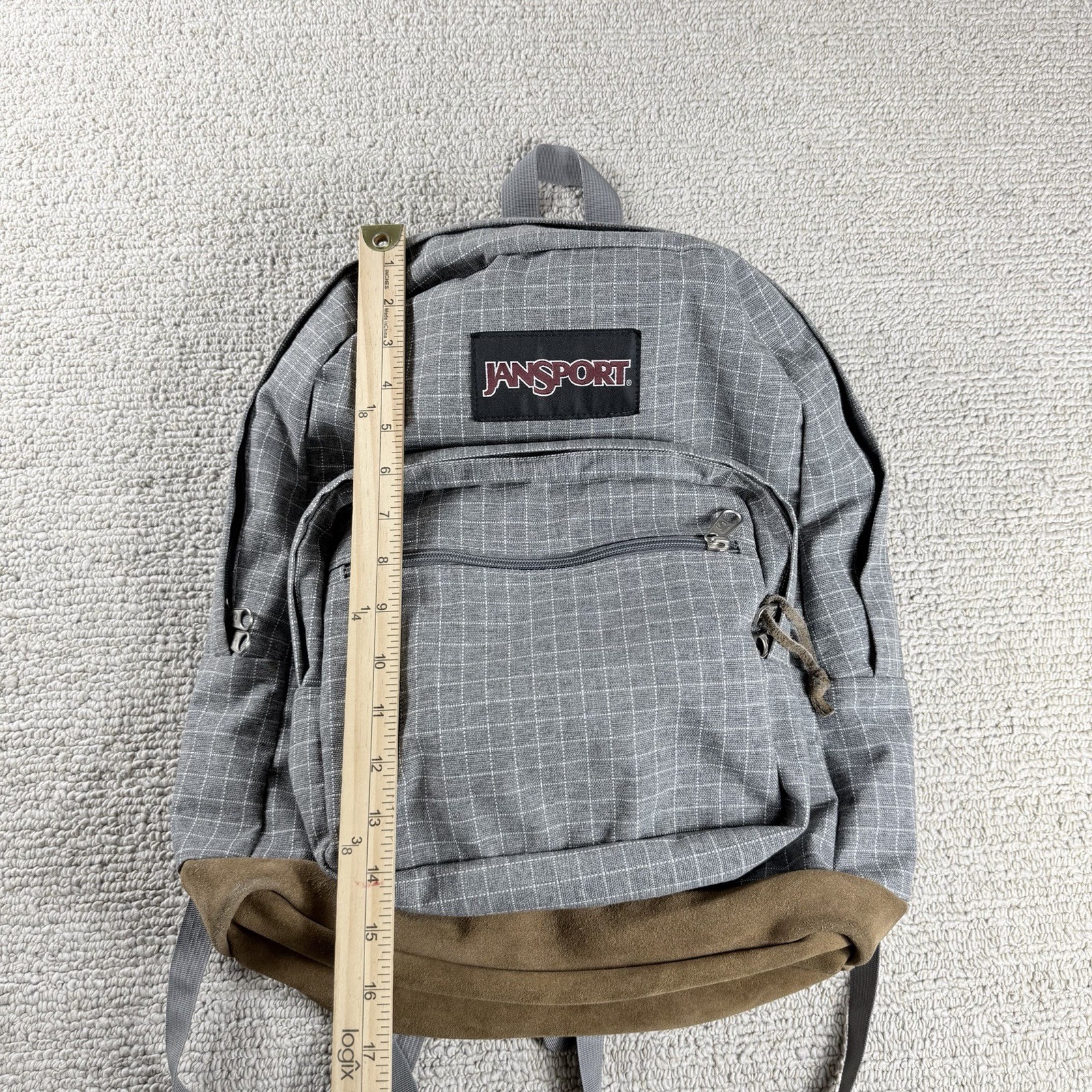 Jansport Right Pack Backpack Digital Edition Gray Window Pane Pattern Suede