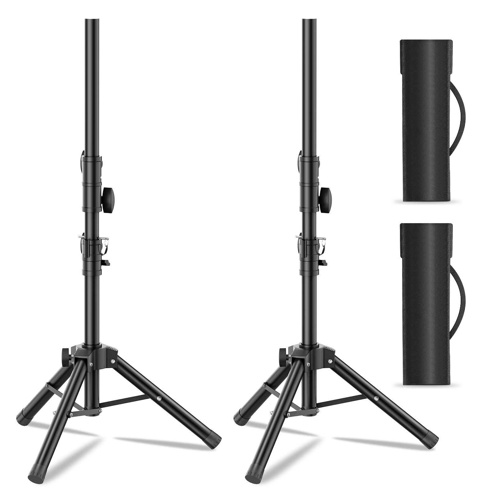 Small Speaker Stands 2 Pack, 24-50 Inch Height Adjustable Pack 2, Black