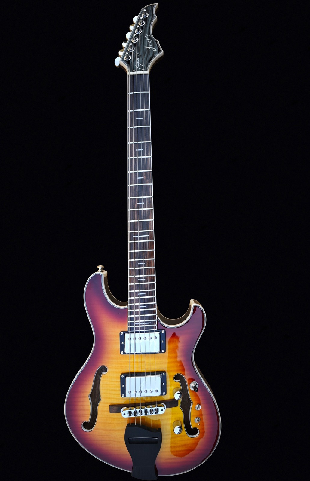 Firefly Pegasus Maple Top Electric Guitar Sunburst Hollow Body Mahogany