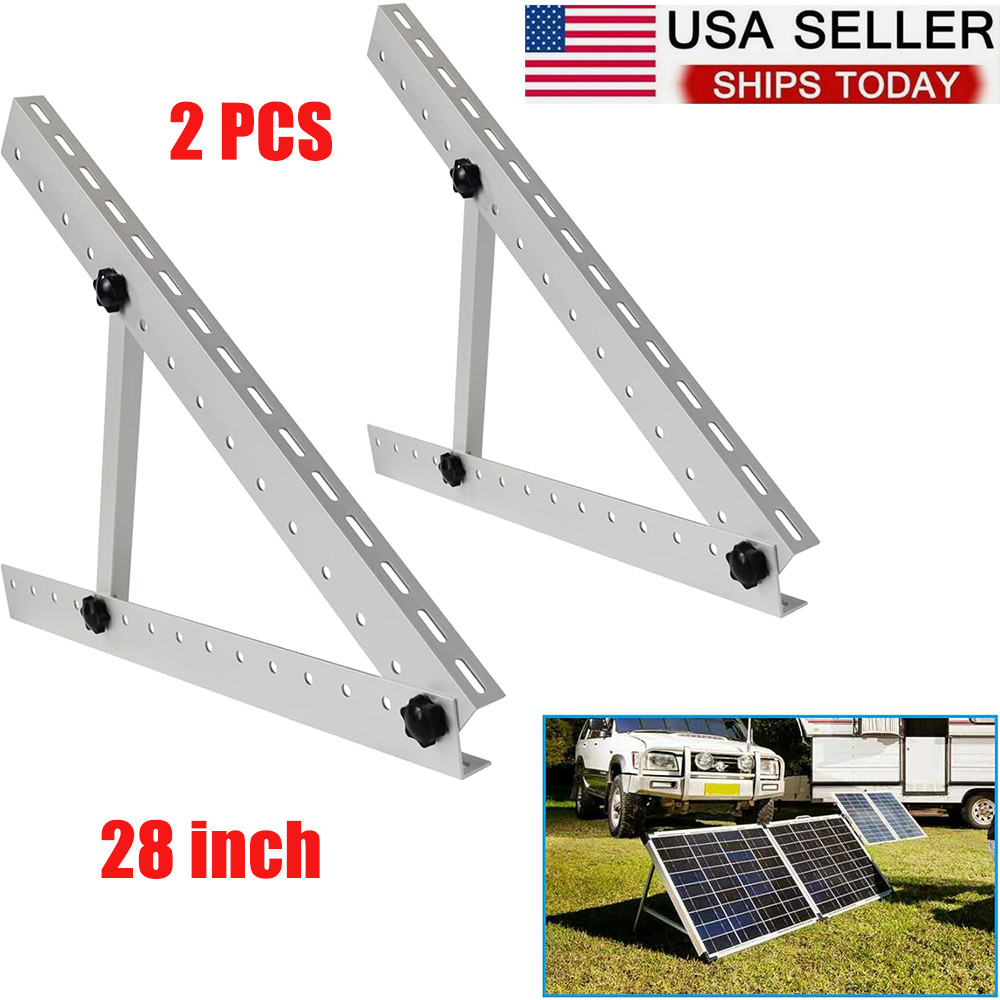 2 Pack 28in Adjustable Solar Panel Tilt Mount Brackets for Roof RV Boat Off-Grid