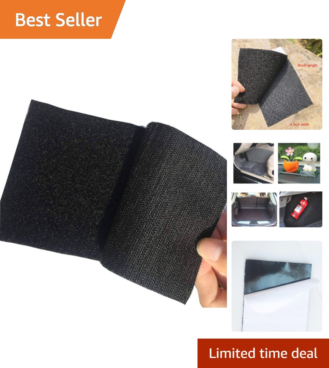 4-Pair 4x6 inch Upgrade Hook Loop Tape Double-Side Adhesive Strips Mounting S...