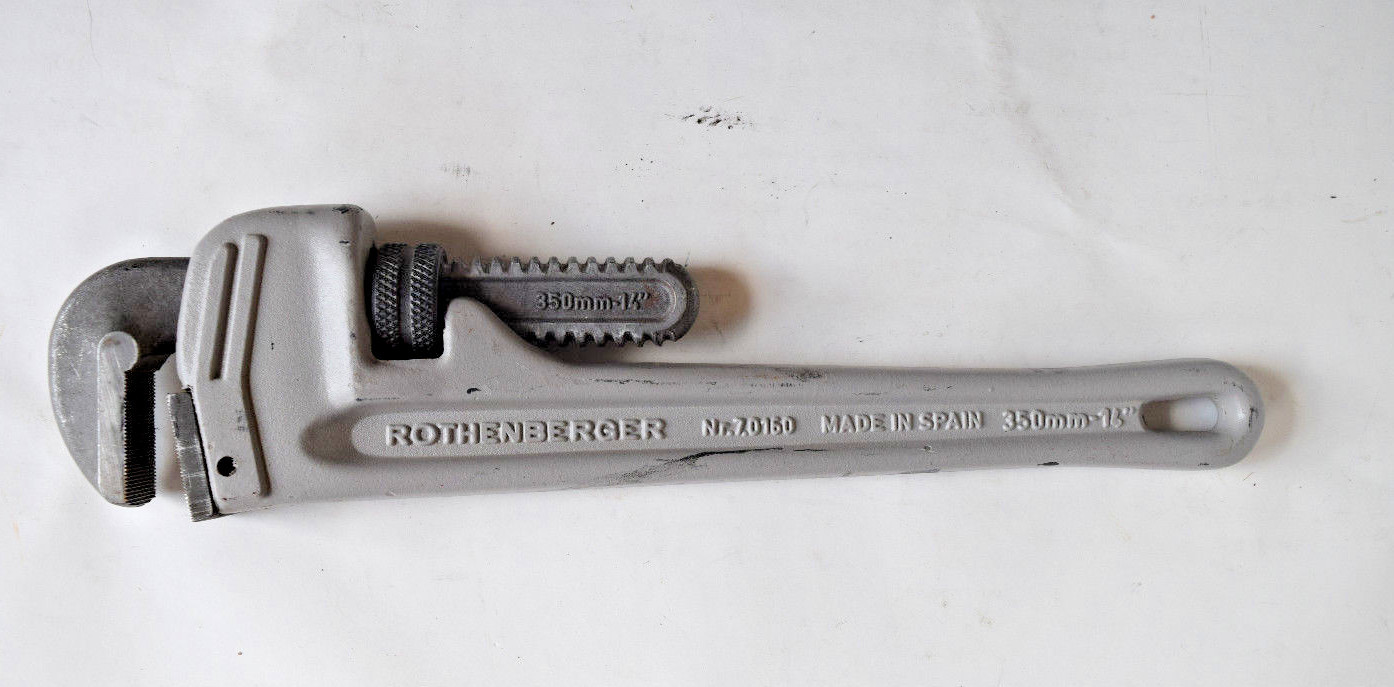 Rothenberger 70160 Pipe Wrench, Aluminum, 14", 2" Max OD