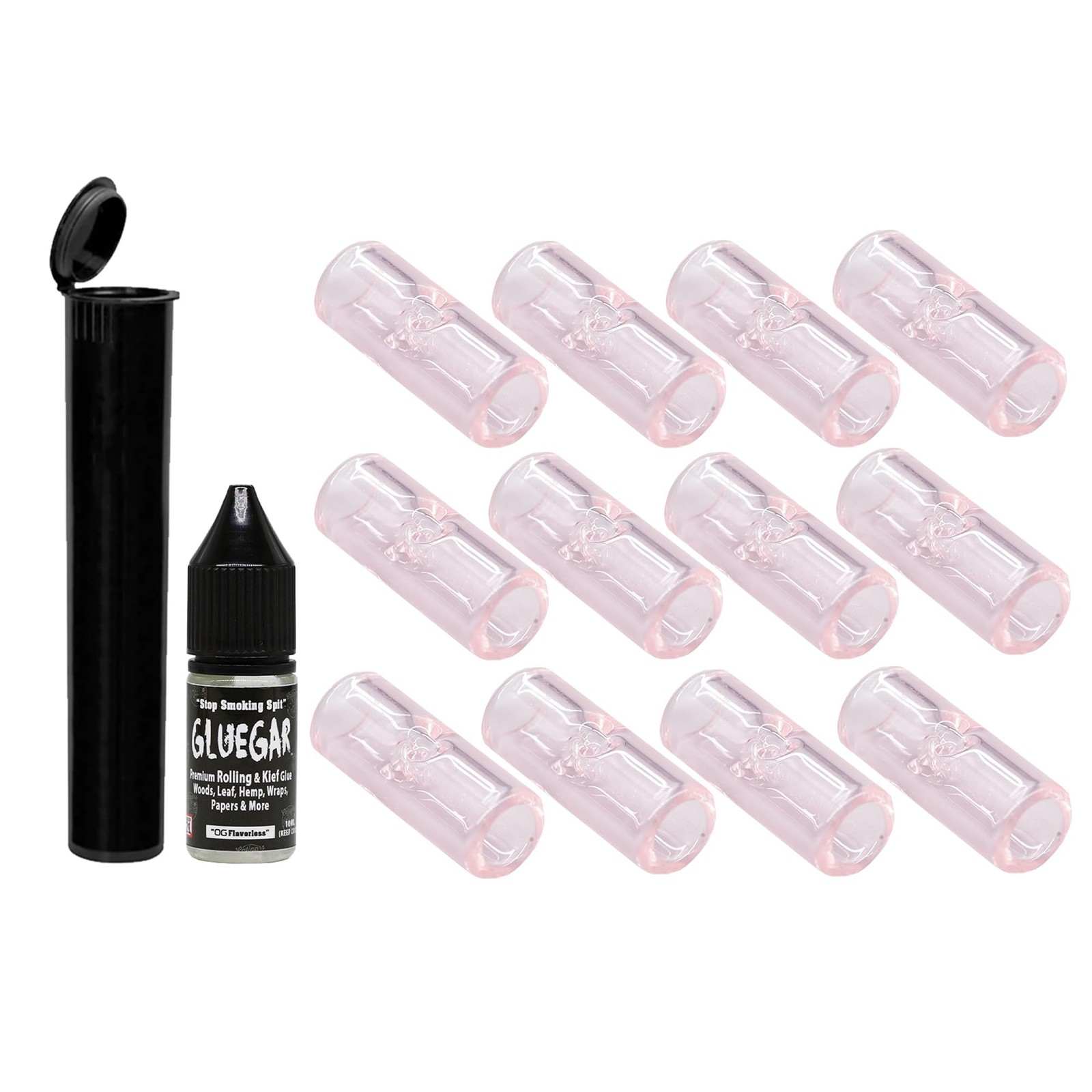 Glass Tips-12 Pack- Variety Sizes & Colors (8mm,10mm,12mm) (Pink, 12mm) Pink