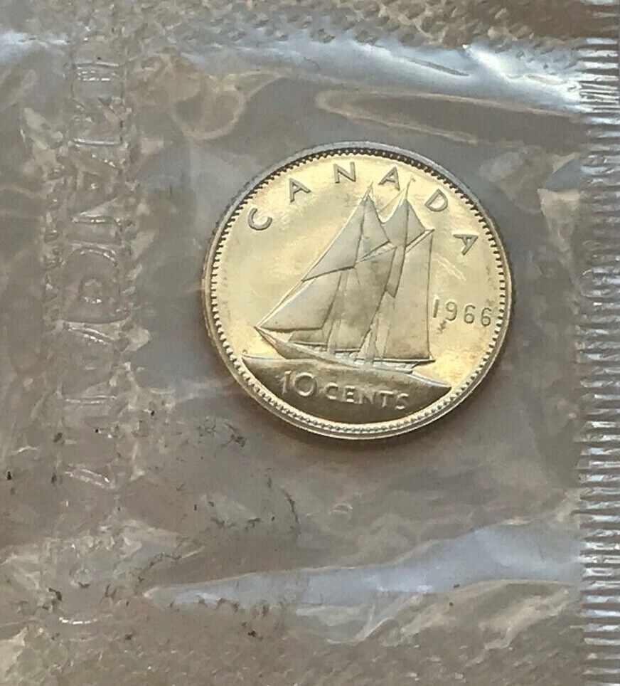 Canada 1966 Ten 10 Cent Silver 800) 2.33 g ⌀ 18.034 mm KM# 61 BU BUNC