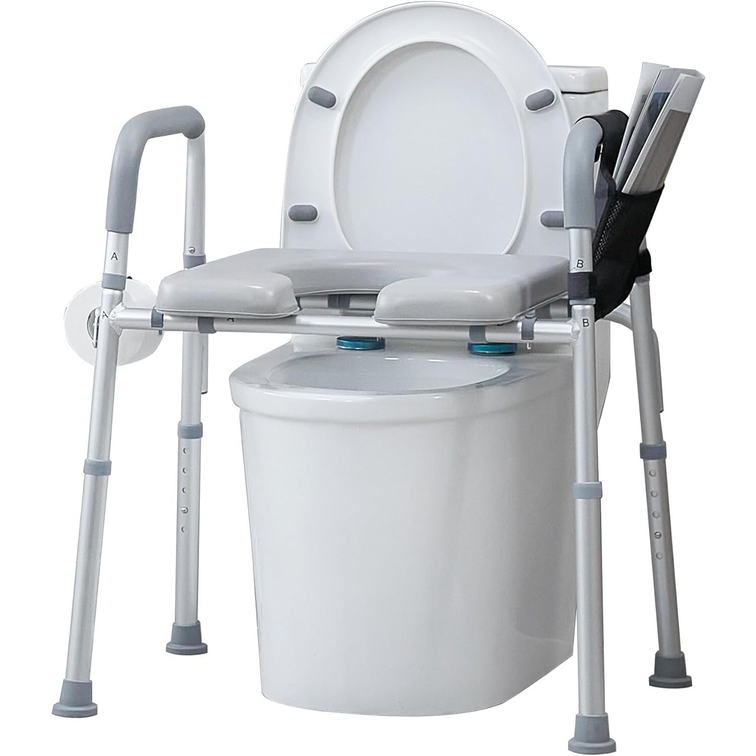 Raised Toilet Seat by ELENKER – Adjustable Height for Seniors, 300 lbs