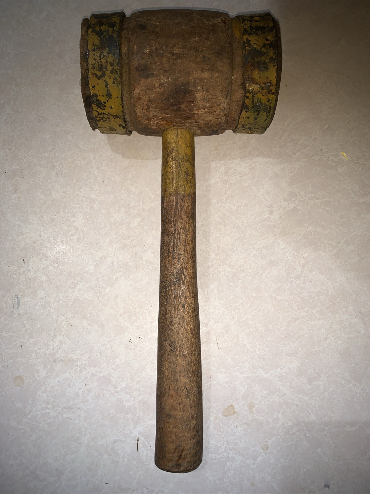 Antique Wood And Iron Mallet 14 1/2 In Long