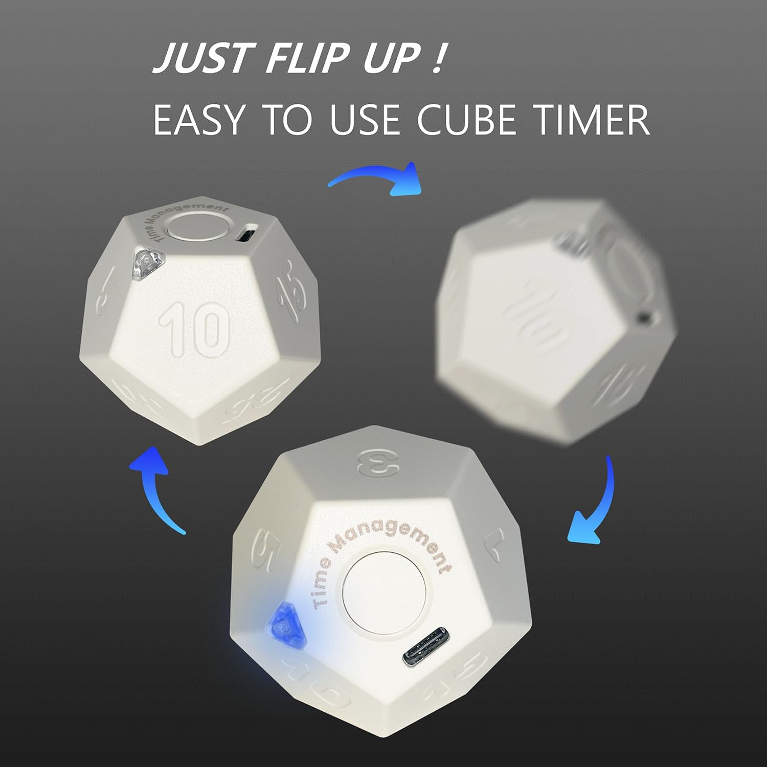 Cube Pomodoro Timer - Flip to Start Countdown, Rechargeable Mini Productivity Ti