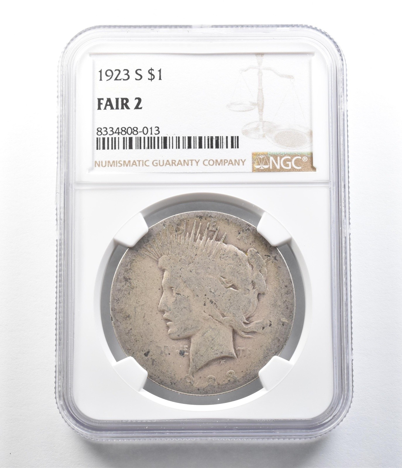1923-S Peace Silver Dollar Fair 2 NGC Lowball *9619