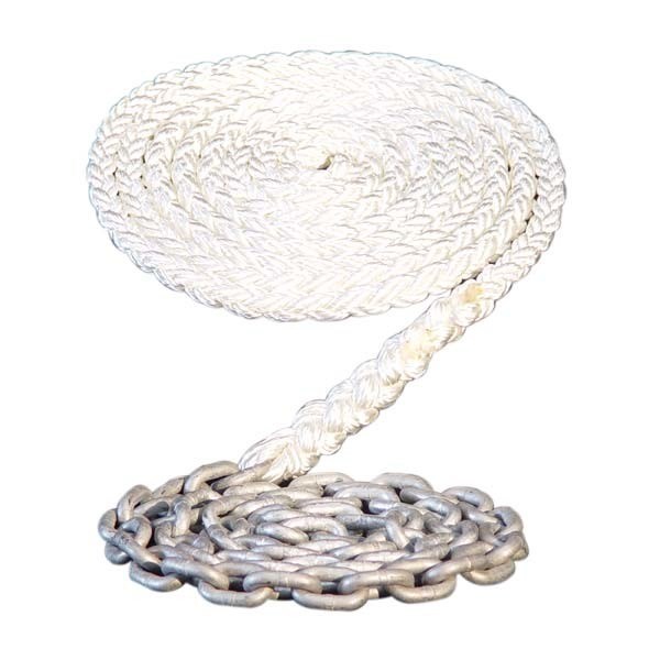 Maxwell 8-Plait Nylon Anchor Rode - 1/2" x 300' w/ 10' 1/4" Chain | RODE46