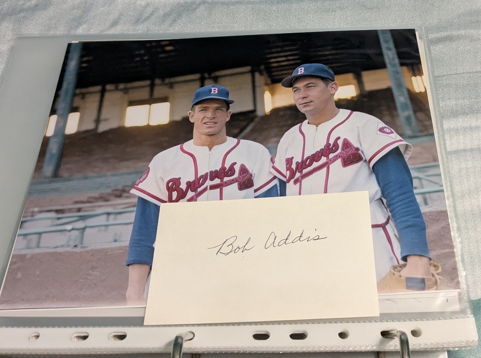 Bob Addis Boston Braves Signed Cut With 8x10 Photo W/Our COA