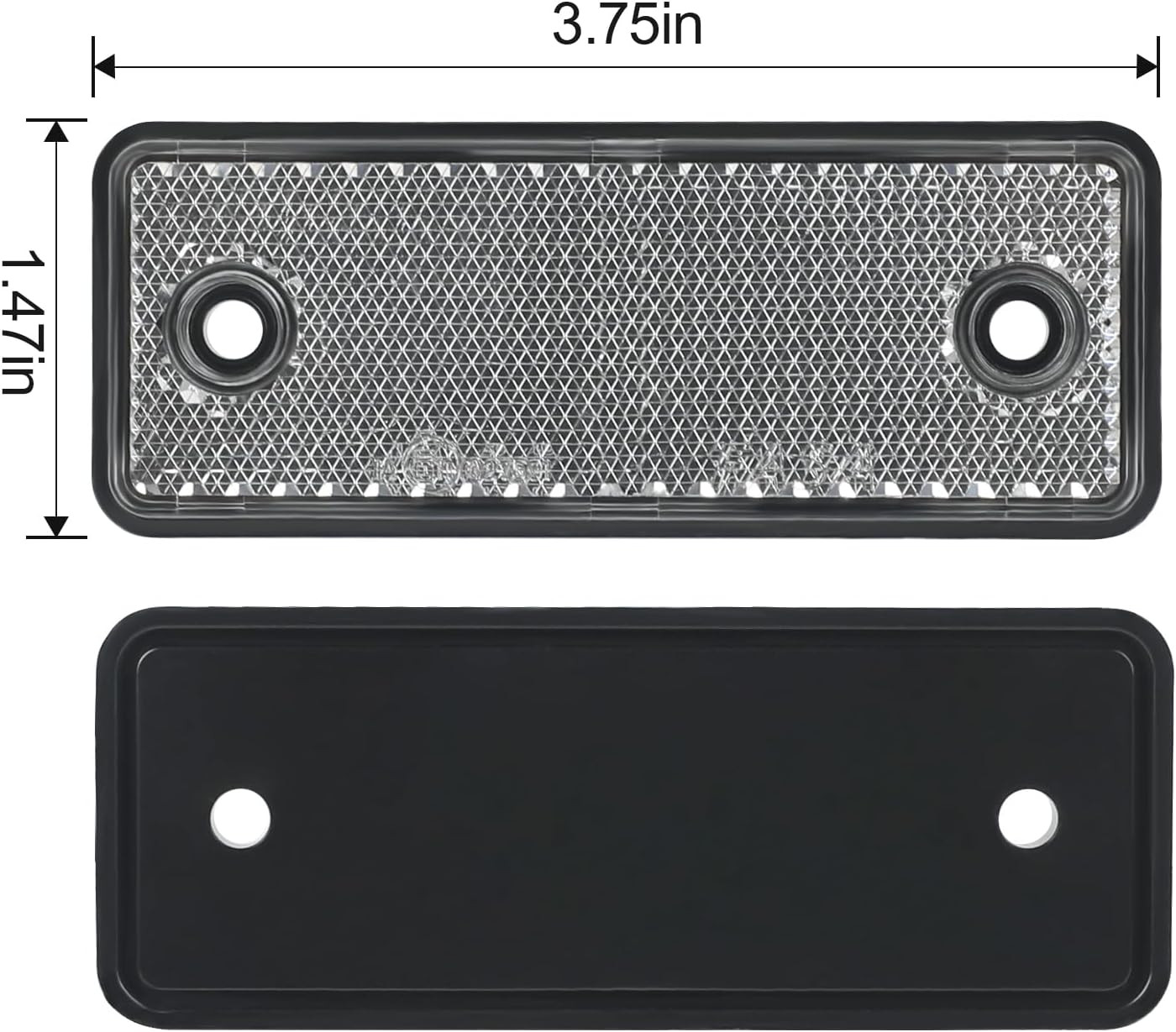 10 Pack White Screw on Rectangular Reflectors, E11 Approval Road Safety Gate Pos