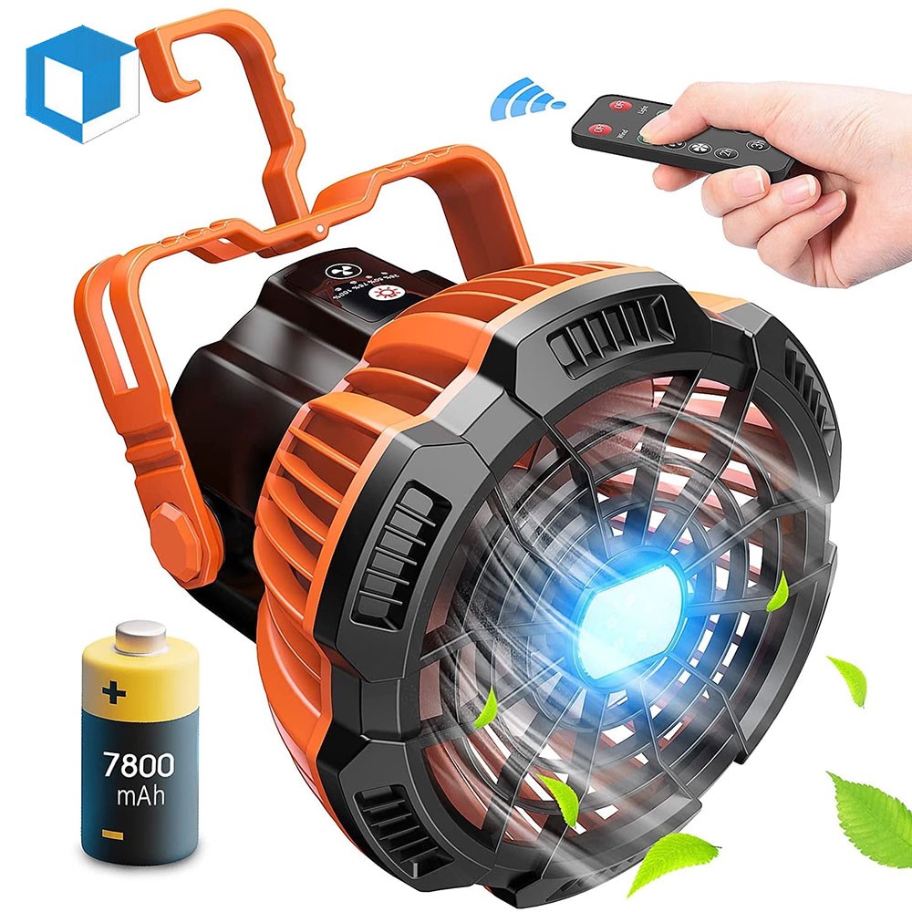 Portable Camping Tent Fan LED Light Outdoor Hiking Rechargeable Ceiling Lantern
