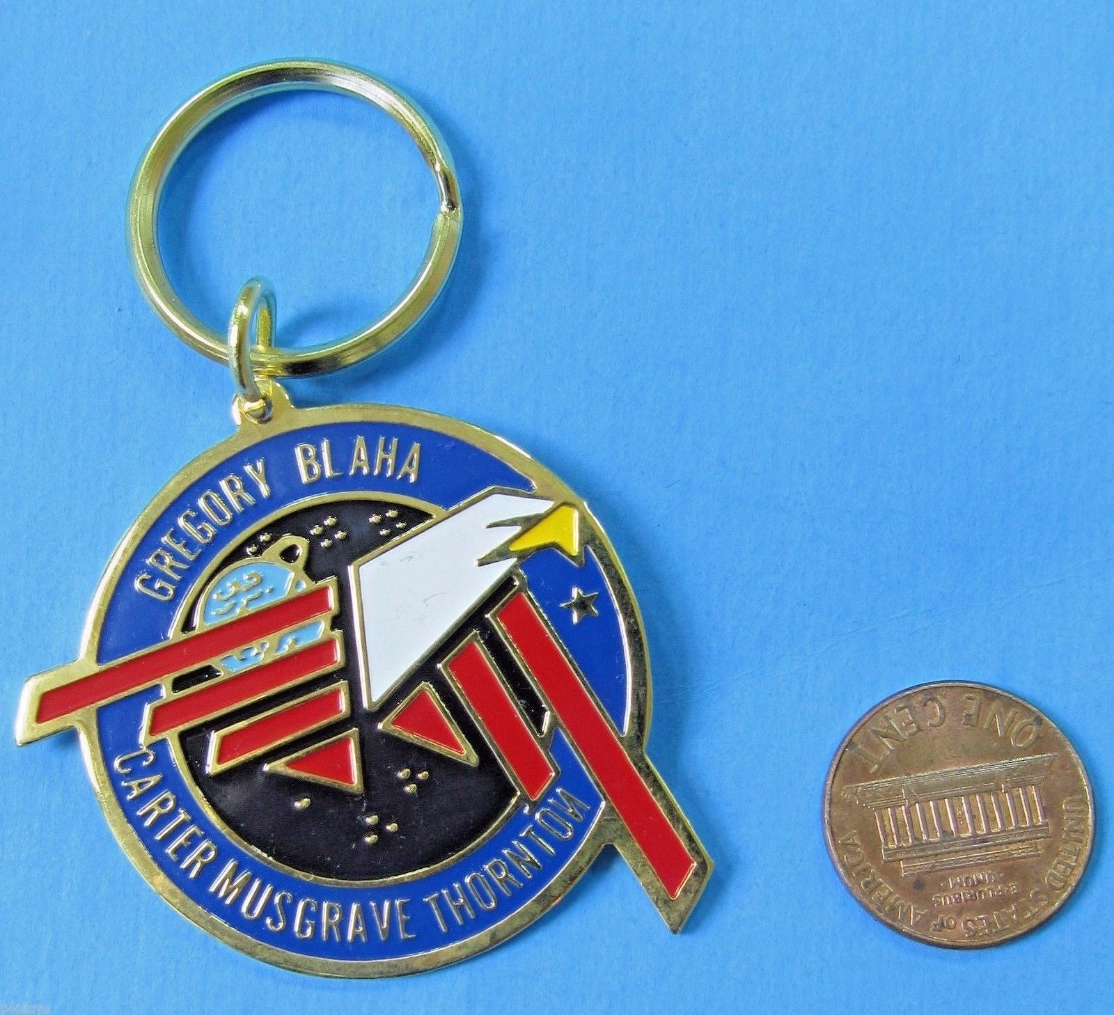 STS-33 Space Shuttle Columbia KEYCHAIN metal vtg NASA Carter Musgrave Thornton