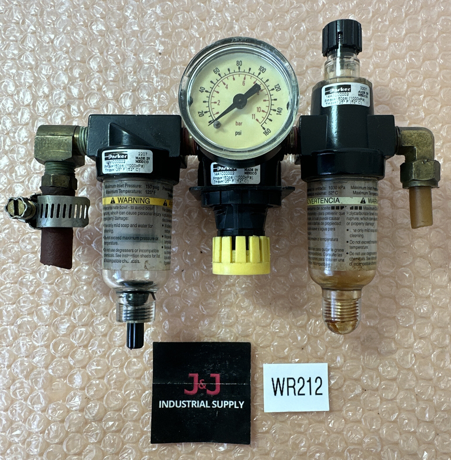 PREOWNED- Parker 14A1C00002 3 Piece Filter-Regulator-Lubricator FRL || FAST SHIP