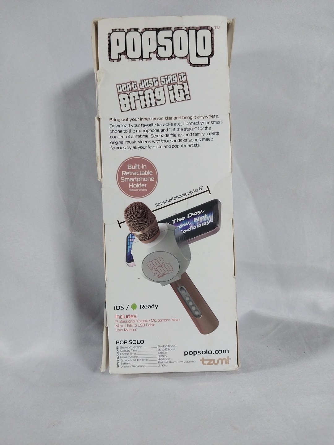 Pop Solo Bluetooth Karaoke Microphone w/ Smartphone Holder