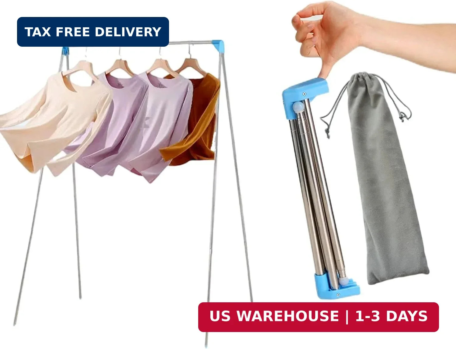 Portable Garment Rack for Travel, Compact Folding Clothes Drying Rack | Sturdy S