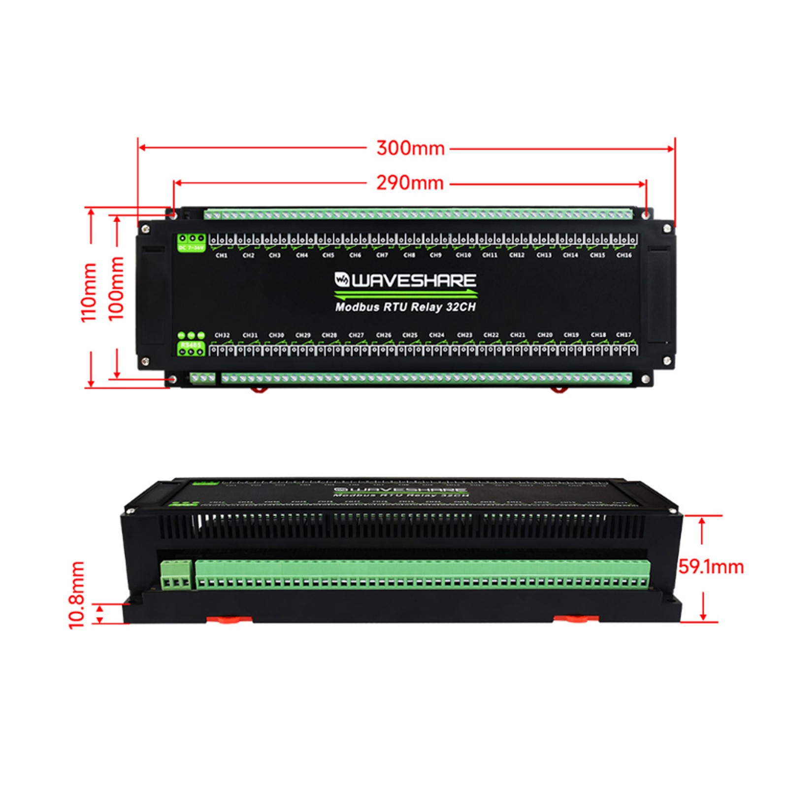 32-channel RS485 Interface Relay Module Multiple Isolation Protection Circuits·