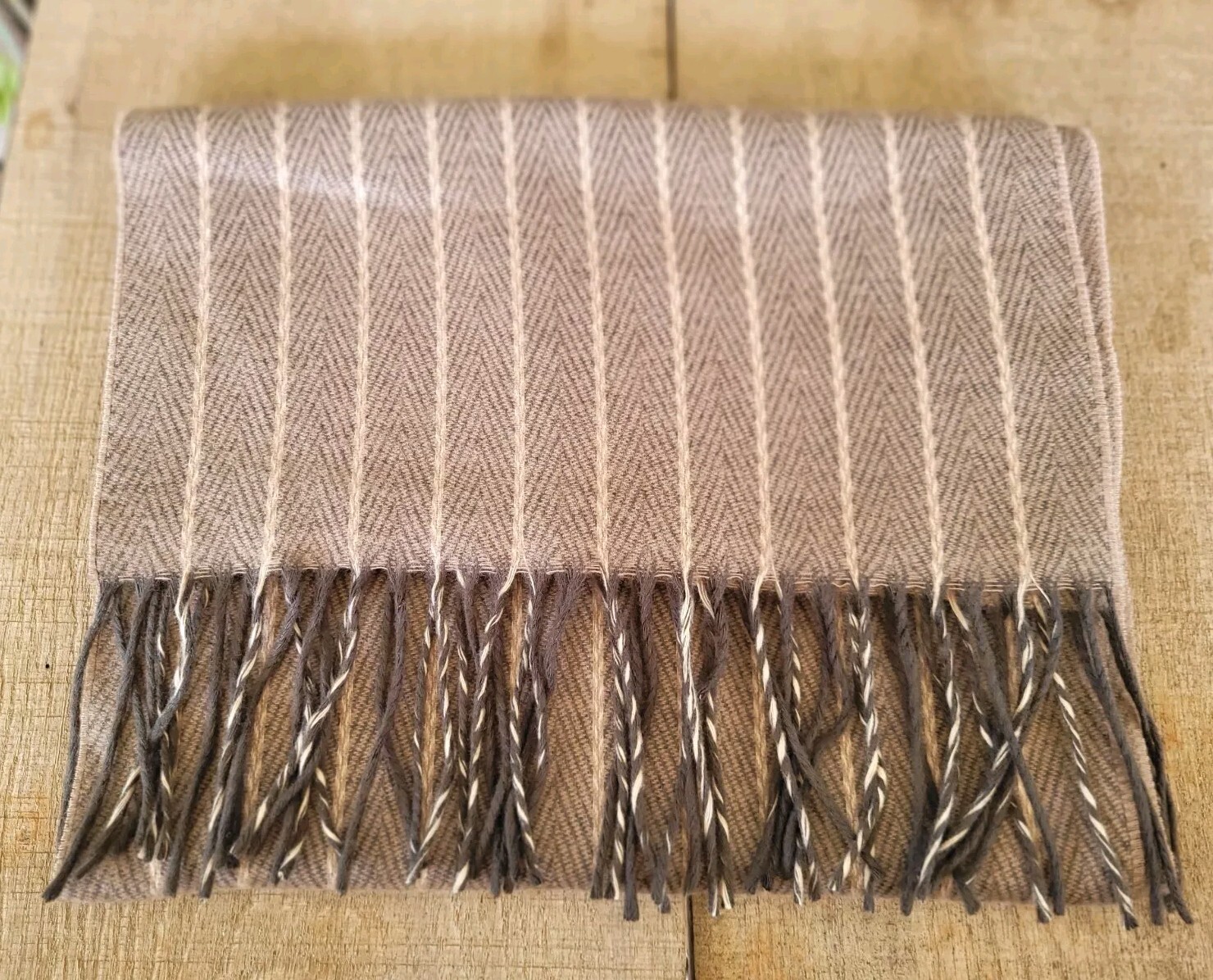 Roundtree & Yorke 100% Acryllic, Men's Brown Striped Scarf, Made In Germany, NWT