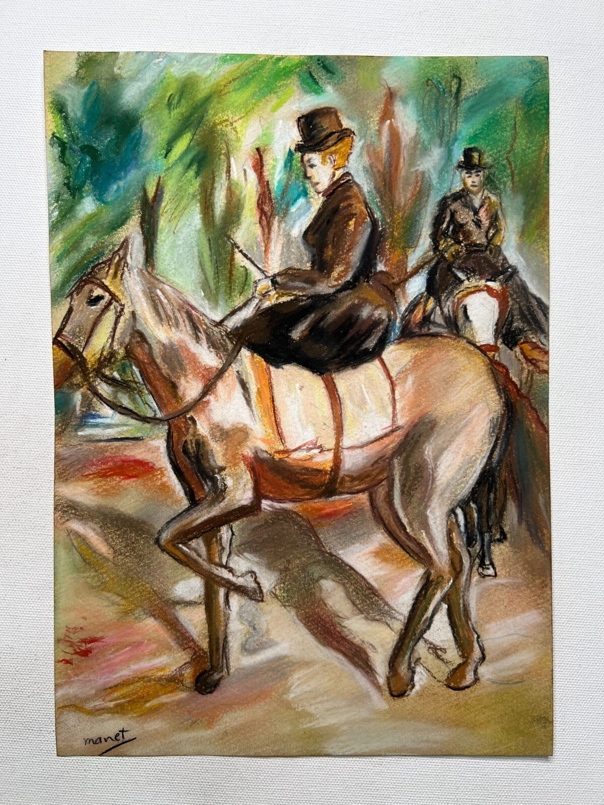 Edouard Manet Drawing on paper (Handmade) signed and stamped mixed media.
