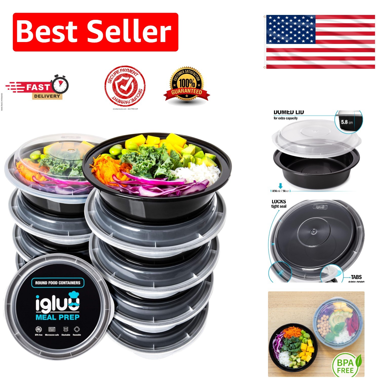 Airtight BPA-Free Round Meal Prep Containers – 10 Pack, 28oz for Healthy Eating
