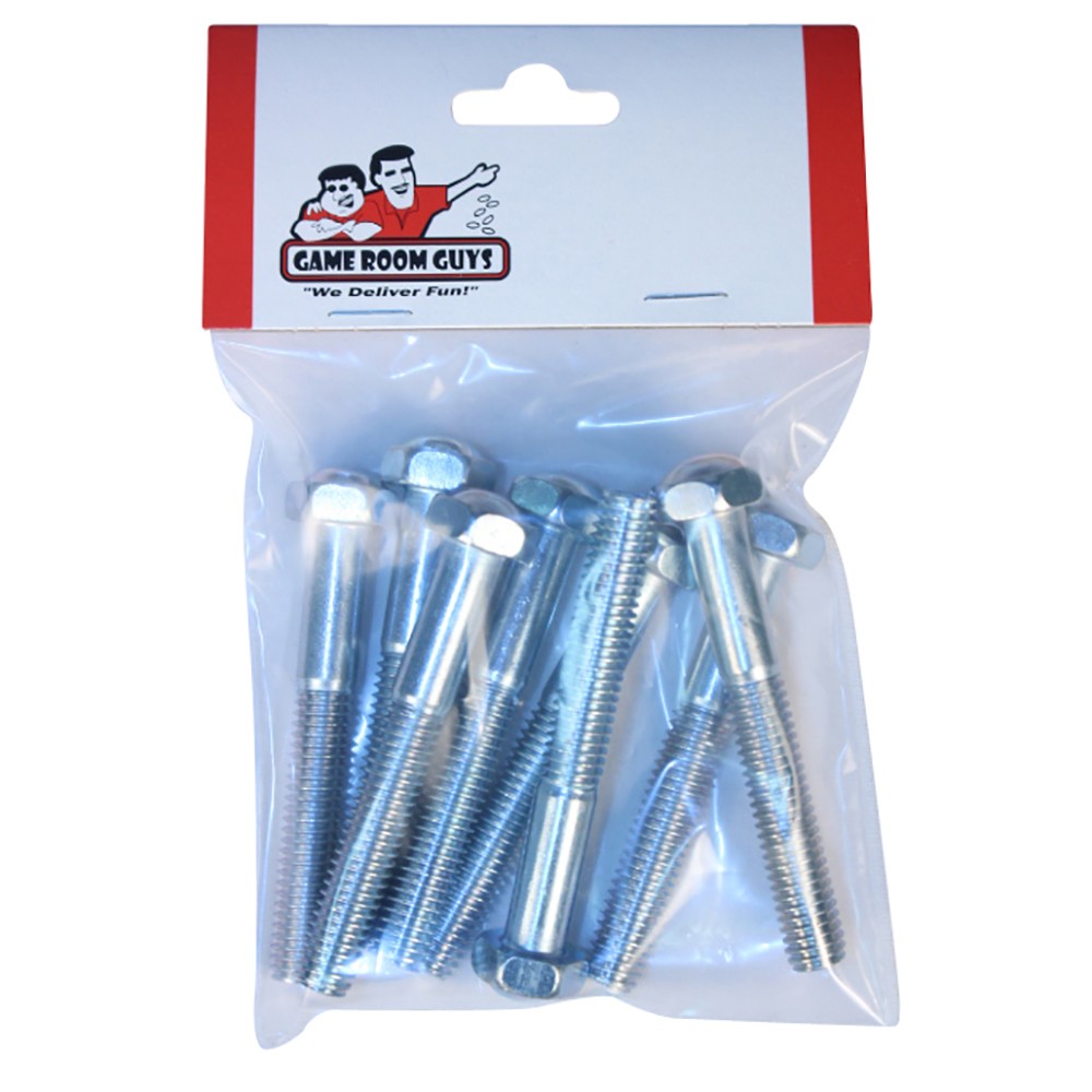 Extended Pinball Machine Leg Bolt - 2-3/4" - Chrome - Set of 8
