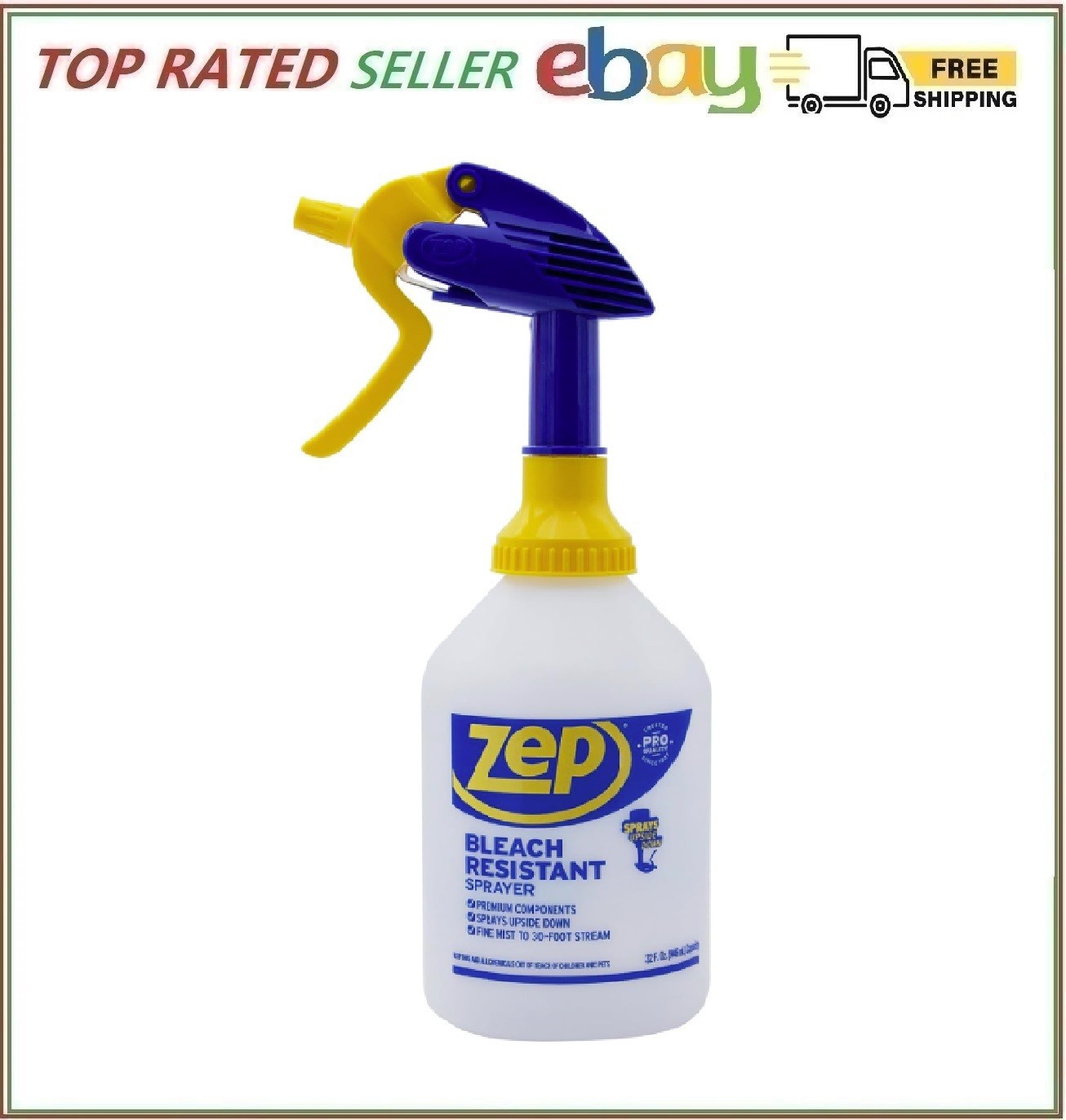Zep New Bleach Resistant Professional Sprayer 2.0 Bottle 32 Ounces - 30 Foot Spr