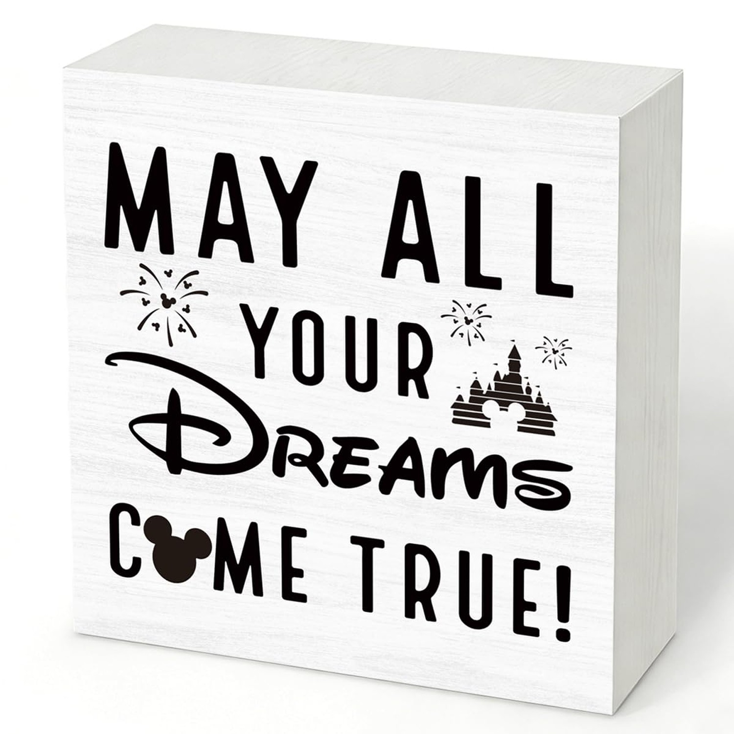 Inspirational Sign, May All Your Dreams Come True! Little Mouse Decor, Wood B...