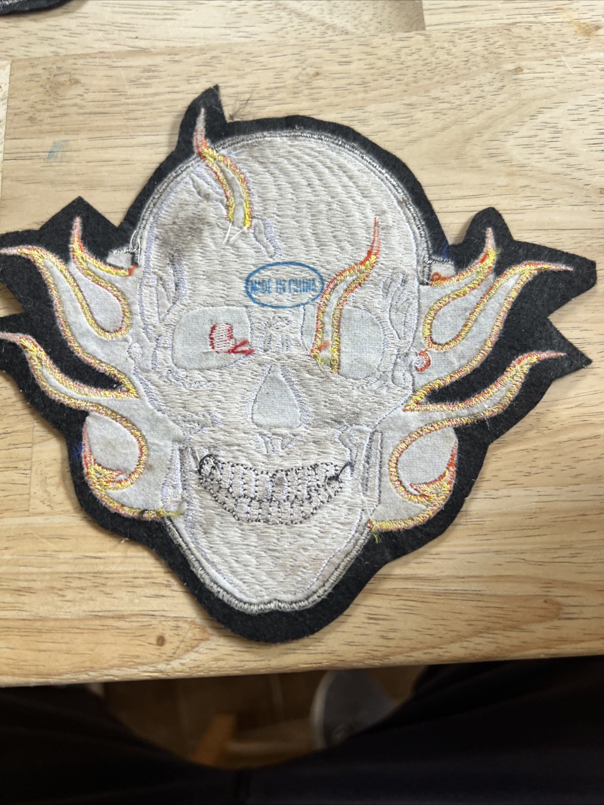 7.5" Flaming Skull Motorcycle Patch New