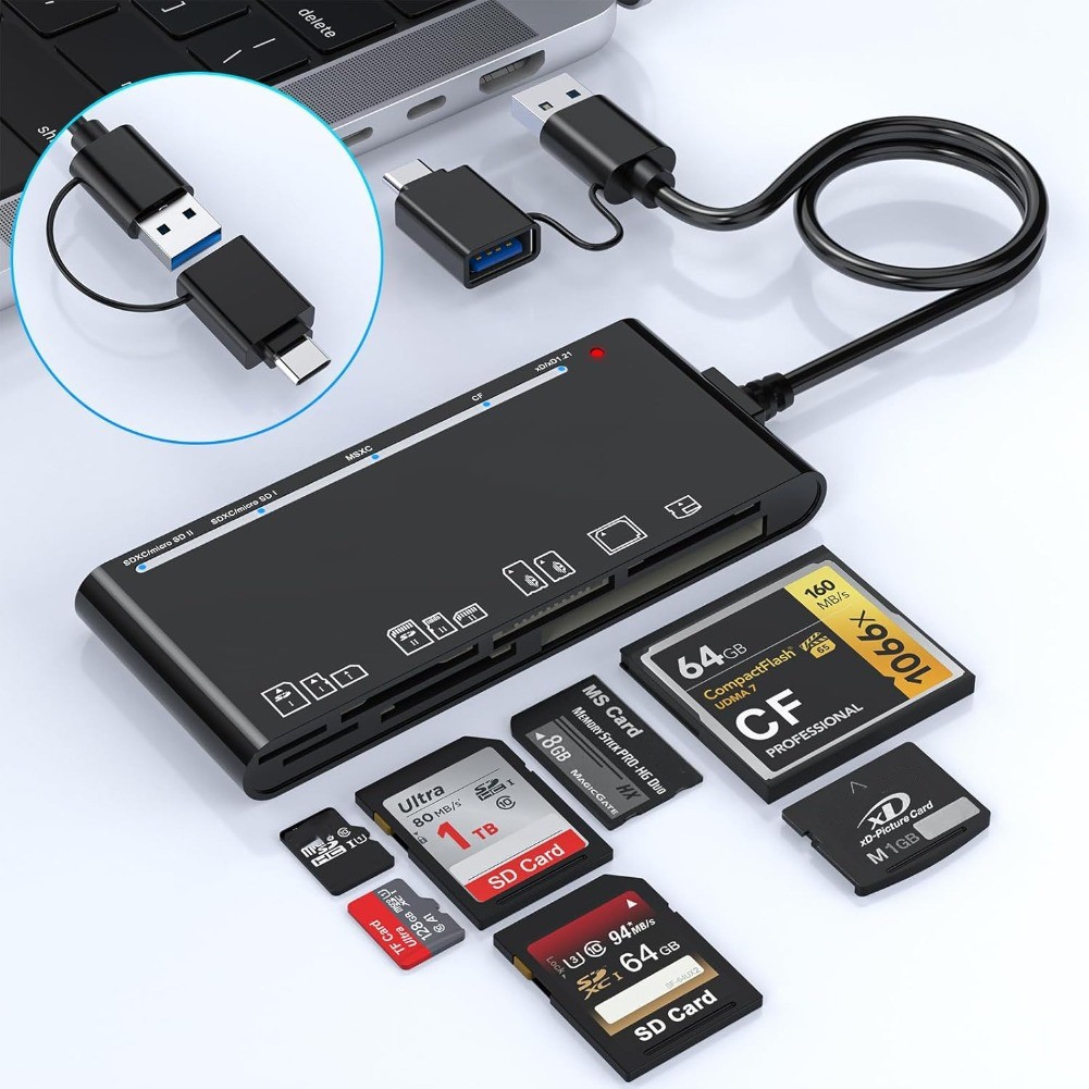 USB 3.0 Memory Card Reader Adapter Hub, for SD, CF, TF, Micro SD, XD, MS 7 in 1