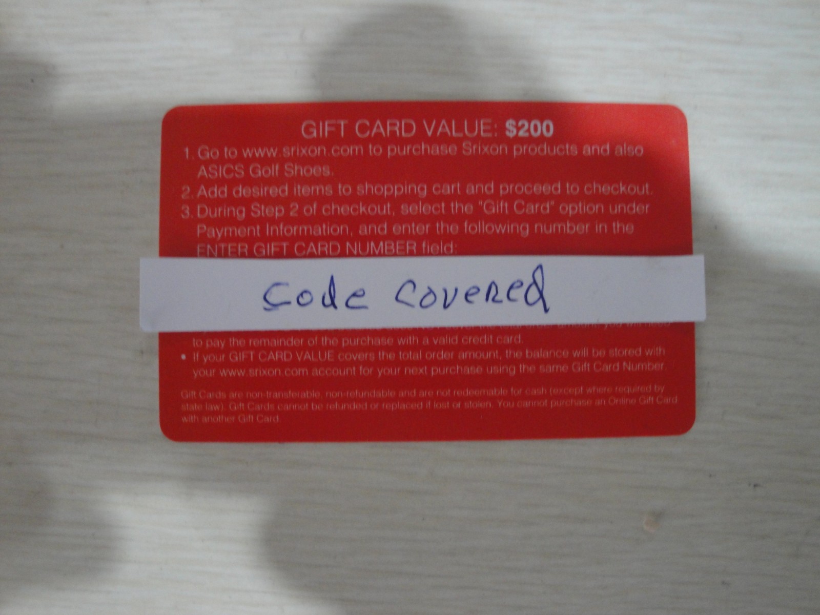 Srixon Golf $200 Gift Card ** Physical Delivery **